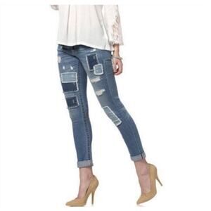 Miss Me Patch Work Cuffed Skinny Jeans Size 27